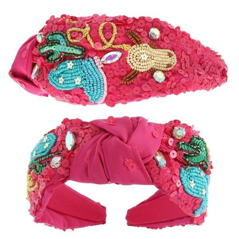 Western Sequins Embellished Top Knotted Headband - Diona J - Picture 6 of 8